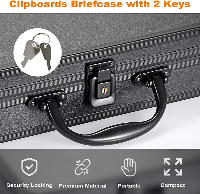 Clipboard Storage Box with Key Lock and Handle, 12x9 Inch Aluminum Clipboard - Image 4