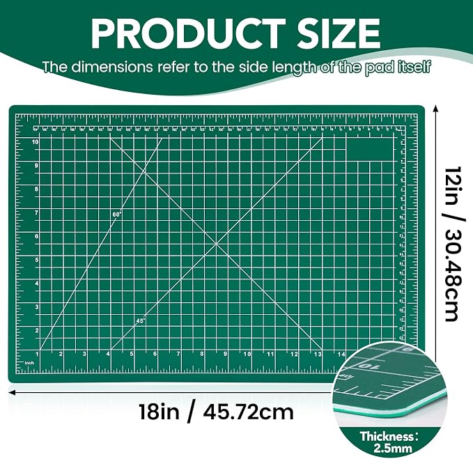 CLOYAN Cutting Mat 12"x18", 10 Pack Double-Sided 5-Ply Self Healing Sewing - Image 2
