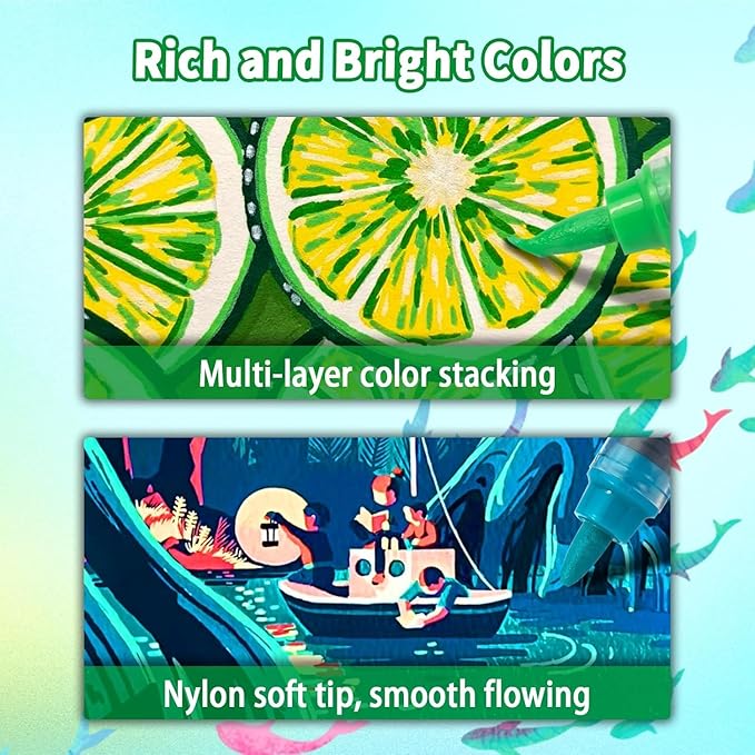 Acrylic Paint Markers Paint Pens, 36 Colors Dual Tip Direct Liquid Acrylic Markers with Automatic Ink Control System, Fine & Brush Tip Art Supplies for Rock Painting, Wood, Stone, Fabrics, DIY Craft-DeskLoop Office