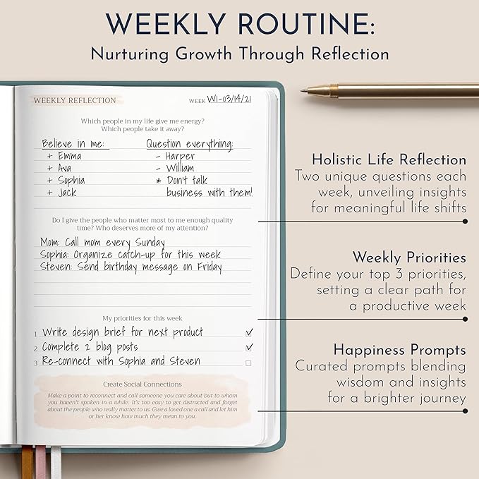 RYVE Daily Gratitude Journal for Women: 6-Month Guided Positivity & Wellness Journal with Prompts - Affirmation, Mindfulness, Self Help & Reflection, Gratitude Journal Notebook, Manifestation Journal-DeskLoop Office