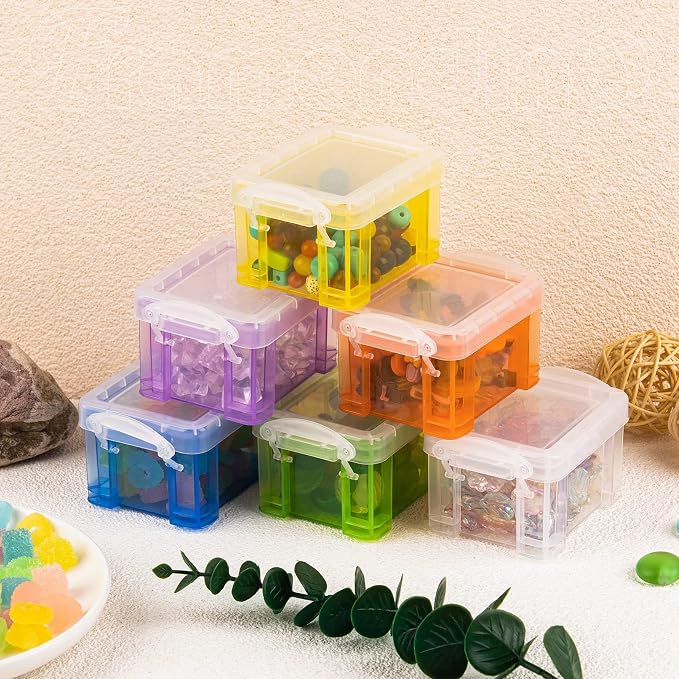 Framendino, 8 Pack Translucent Small Plastic Boxes Mini Desktop Storage Box - Image 3