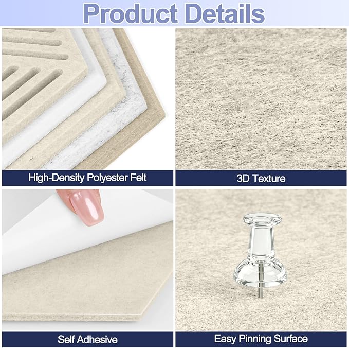 10PCS Hexagon Cork Board Tiles, Self-Adhesive Felt Bulletin - Image 3