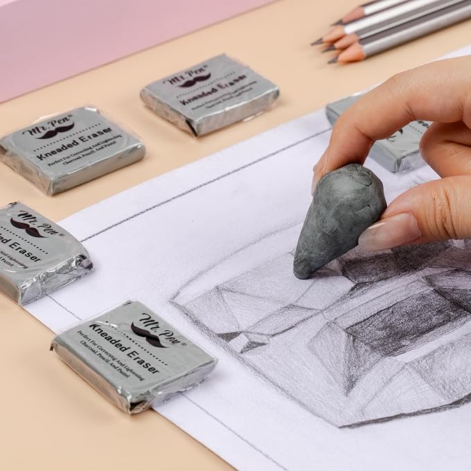Mr. Pen- Kneaded Erasers, 1.44" x 1.36", 6 Pack, Graphite & Pastel Drawing - Image 7