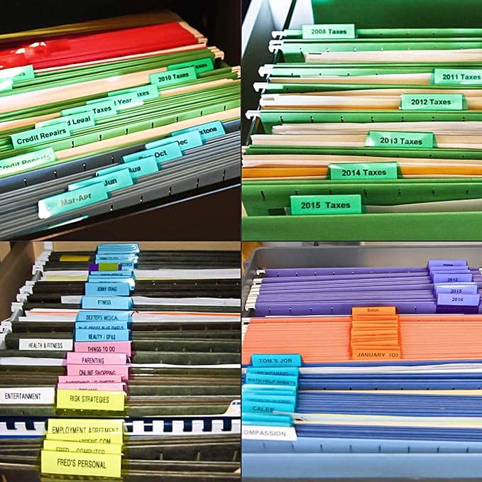 File Folder Tabs, 60+120 Sets Multicolor Hanging Folder Tabs - Image 7