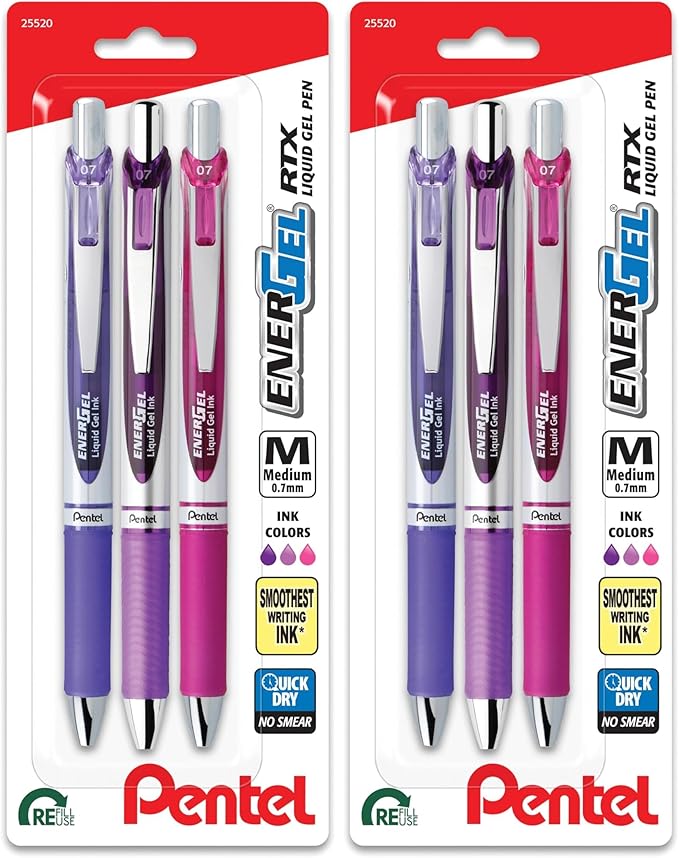 Pentel EnerGel RTX Retractable Liquid Gel Pen, Passion Hue by PentelofAmerica