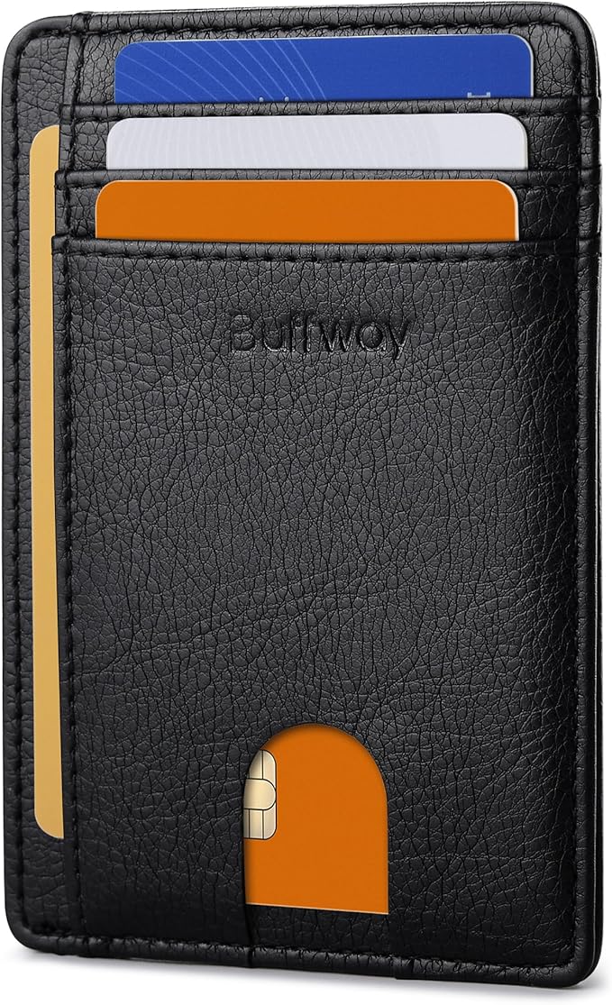 Buffway Slim Minimalist Front Pocket RFID Blocking Leather Wallets by Buffway