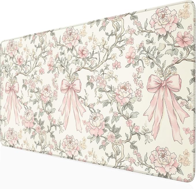 Floral Desk Mat Vintage Chinoiserie Large Mouse Pad Coquette Aesthetic Office by Nasdalgias