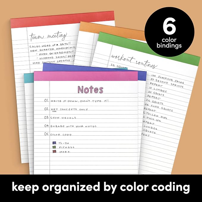 PAPERAGE Lined Legal Pads, 6 Pack, 50 Sheets Each, Wide/Legal Ruled, Note Pads - Image 3