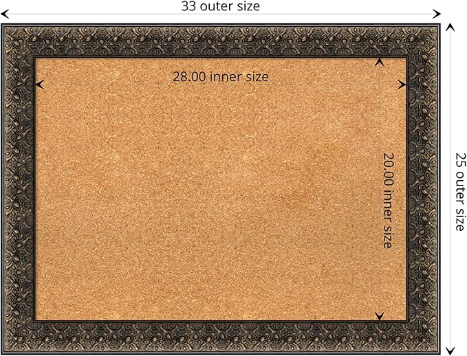 Amanti Art Natural Cork Board for Wall, 25x33 Vision Board with Black Wood Frame, Medium Corkboard Office Decor for Home Organization, Traditional Corkboard Pinboard to display items for home-DeskLoop Office