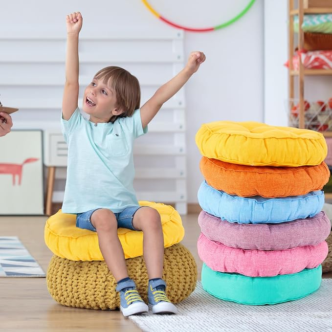 Juexica 8 Pcs Floor Cushions for Kids Floor Pillows Flexible Seating Cushions - Image 7