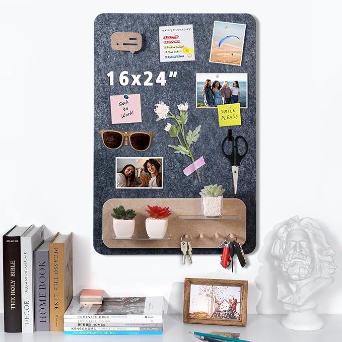 LIYAOLI Cute Boho Desk Accessories Decorative Felt Bulletin Board, 16 x 24 Inch - Image 3