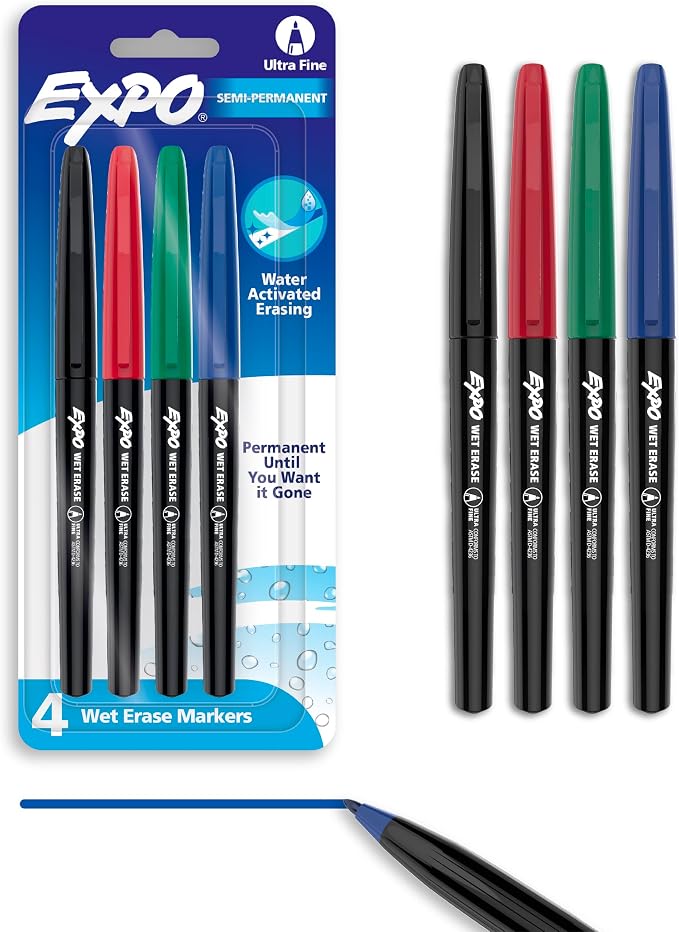 EXPO Wet Erase Markers, Semi-Permanent Markers, Ultra Fine Point by Unknown