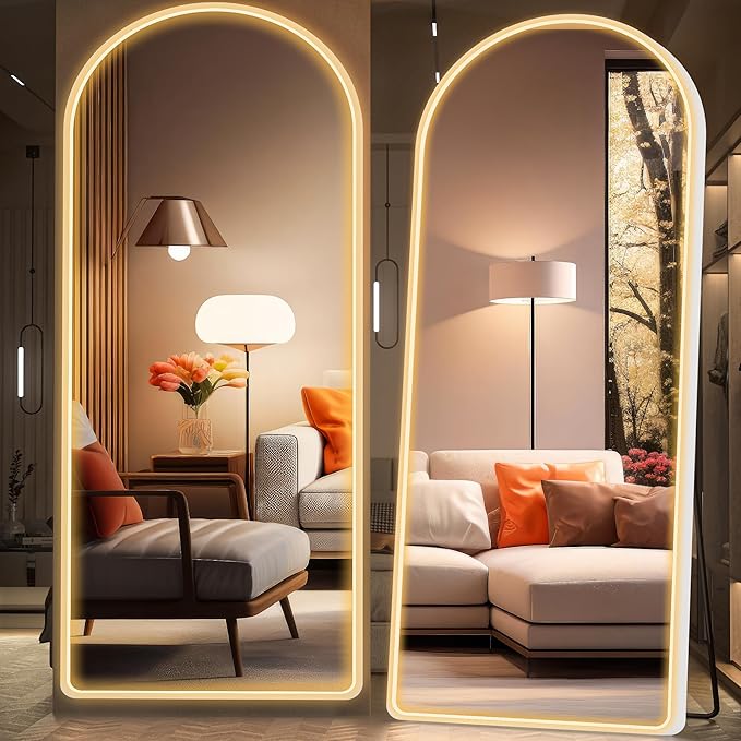 Hasipu 71" x 28" Led Mirror - Full Length, Arch Design, Wall Mounted, Dimming & 3 Color Modes-DeskLoop Office