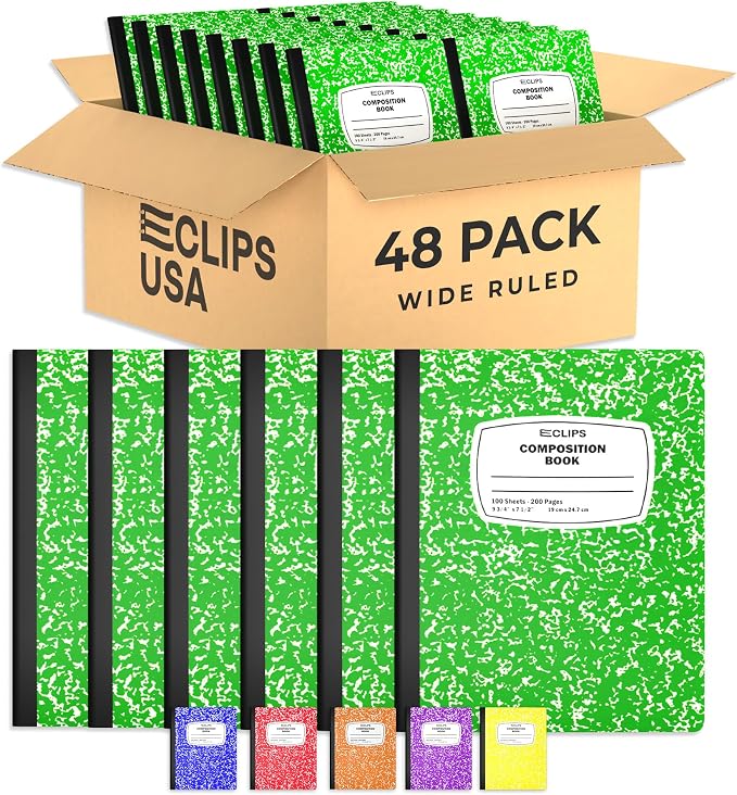 Composition Notebook Wide Ruled Composition Notebooks Bulk Green Marble Hard by E-CLIPSUSA