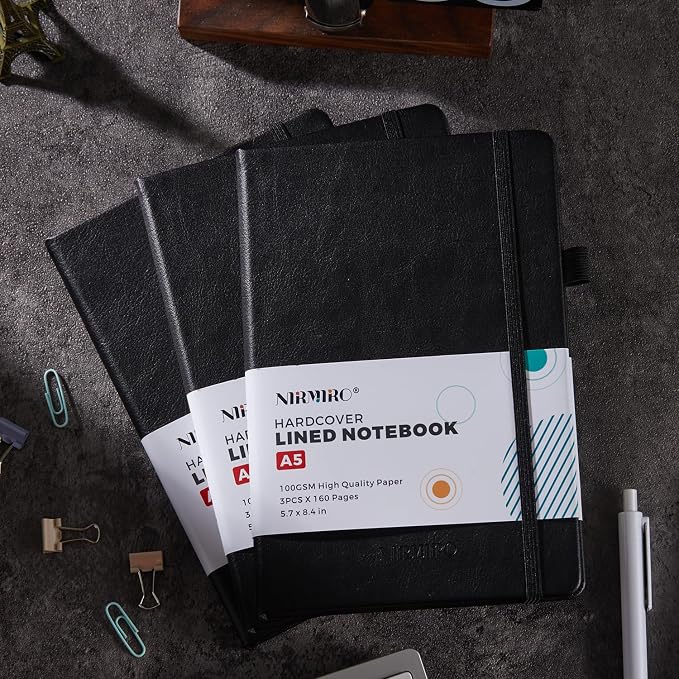 Lined Journal Notebook with Pen, A5 Leather Hardcover Journaling Notebooks - Image 6