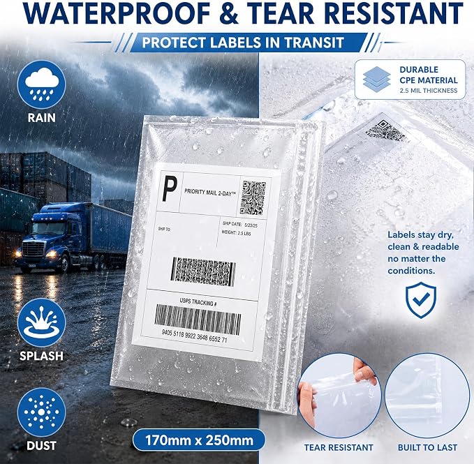 Glenmal 250 Pcs 6.7" x 10" Resealable Packing List Envelopes Clear - Image 5