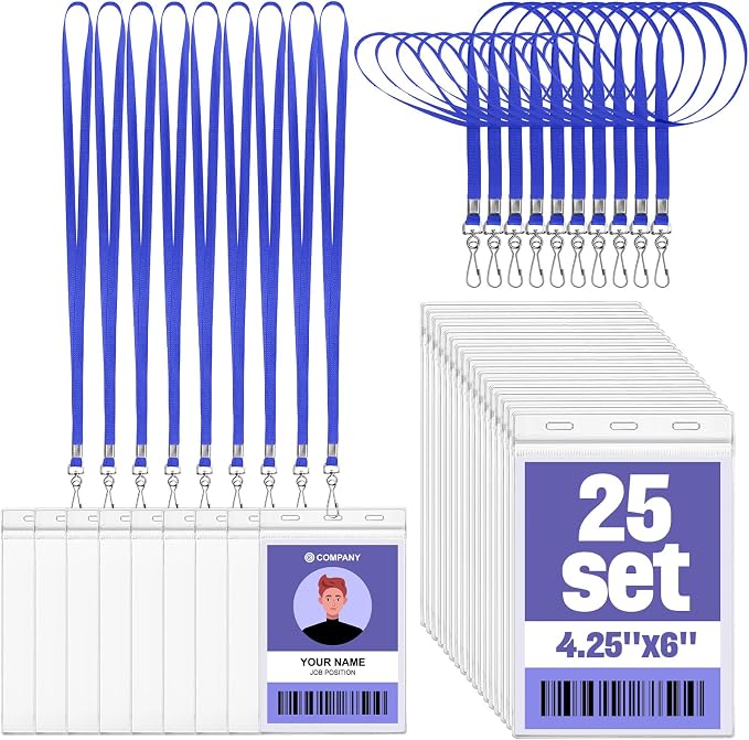 Patelai 25 Pack 4 x 6 Inch Extra Large Badge Credential Holders by Patelai