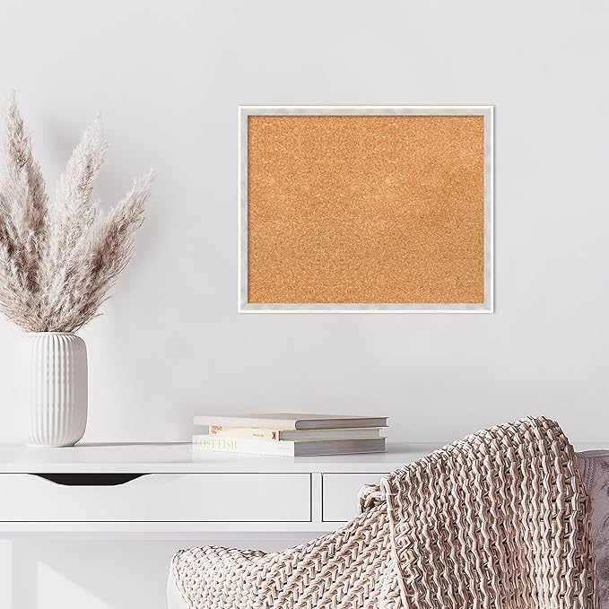 Amanti Art Natural Cork Board for Wall, 17x21 Vision Board with White Frame, Small Corkboard Office Decor for Home Organization, Modern Corkboard Pinboard to Display Items for Home Organization in-DeskLoop Office