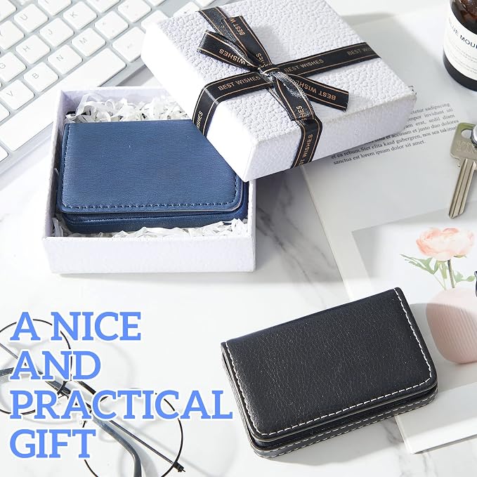 Outus 2 Pcs Business Card Holder, PU Leather Business Card Case Pocket Wallet - Image 7