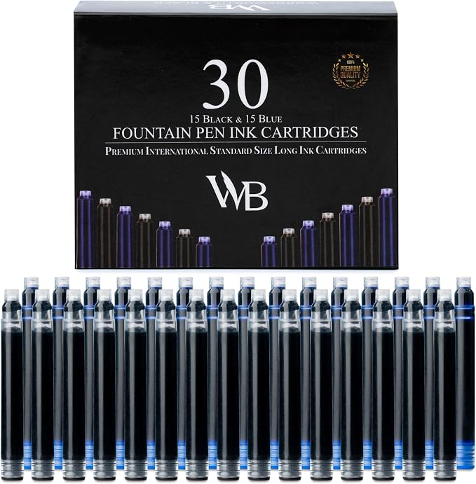 Wordsworth & Black Fountain Pen Ink Cartridge Refills, 30 Pack, International by WordsworthBlack