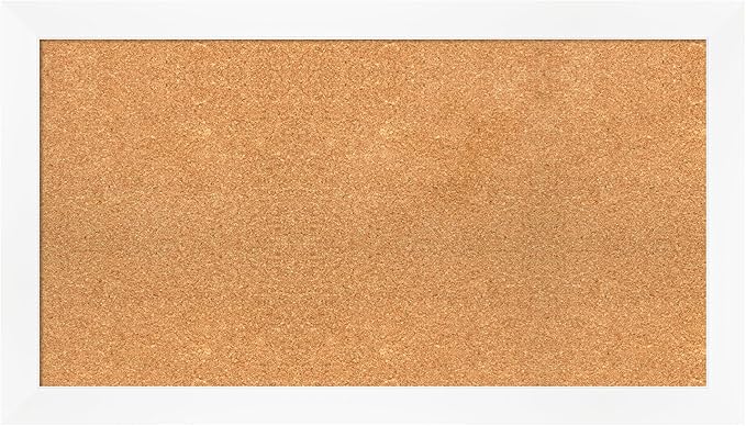 Amanti Art Natural Cork Board for Wall, 21x37 Vision Board with White Frame, Large Corkboard Office Decor for Home Organization, Modern Corkboard Pinboard to Display Items for Home Organization in-DeskLoop Office