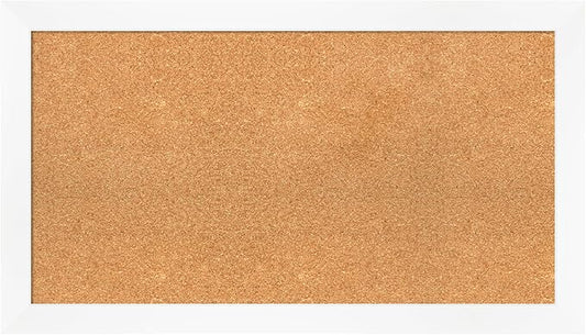 Amanti Art Natural Cork Board for Wall, 21x37 Vision Board with White Frame, Large Corkboard Office Decor for Home Organization, Modern Corkboard Pinboard to Display Items for Home Organization in-DeskLoop Office