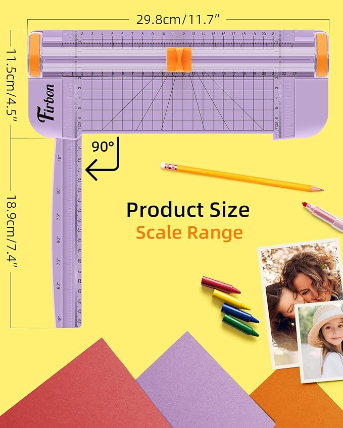 Firbon Purple A5 Paper Cutter, Straight Small Paper Trimmer with Side Ruler for Scrapbooking Craft, Paper, Coupon, Label, Cardstock-DeskLoop Office