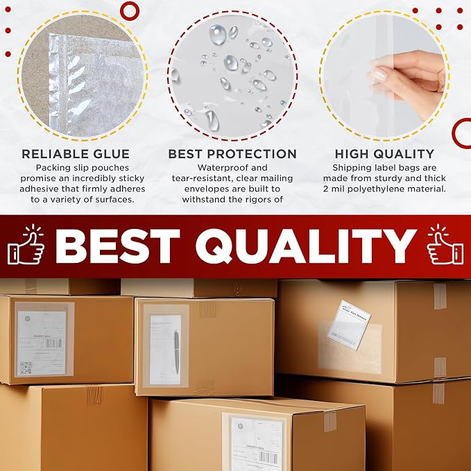 APQ Clear Top Loading Packing List Envelopes, 7 x 10 Inches. 100 Pack Packing - Image 3