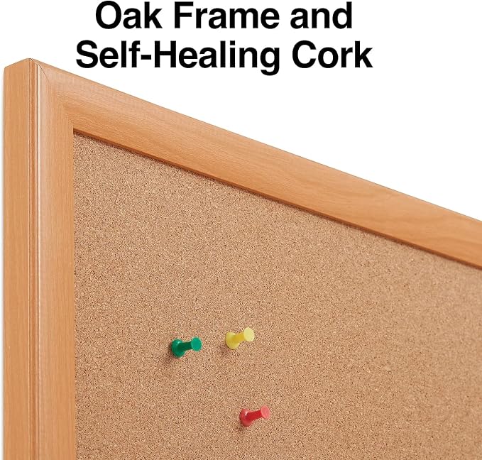 Staples Cork Bulletin Board, Oak Frame - Image 3