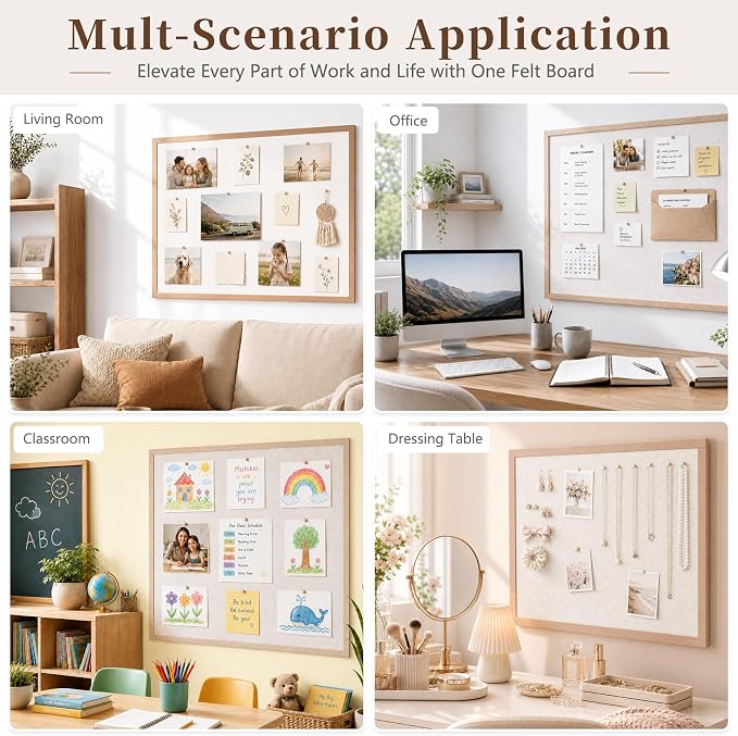 Bulletin Board Felt Pin Board, 24 x 18 Inch Office Cork Board Alternative - Image 5