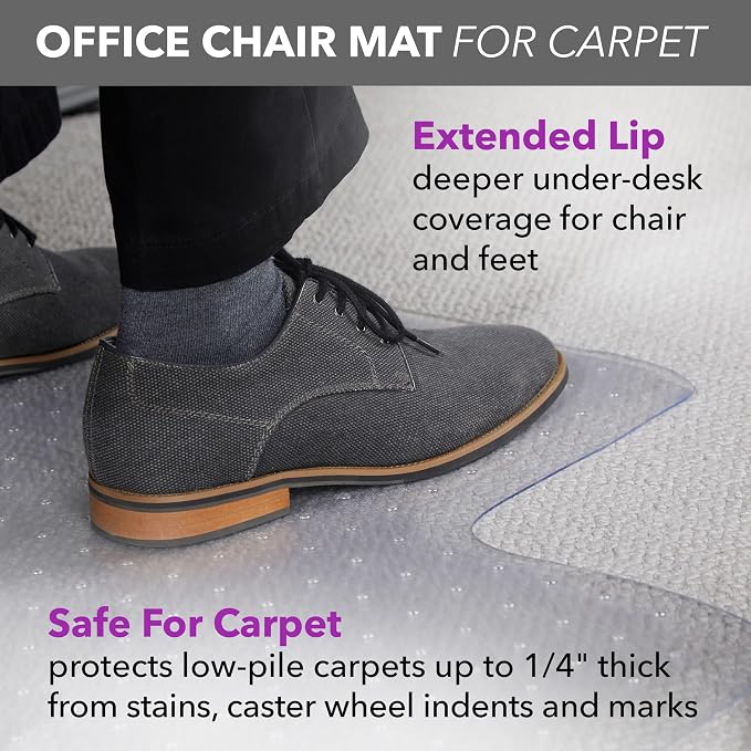 HON Office Chair Mat for Carpet, Heavy Duty Vinyl Floor Protector for Low Pile - Image 4