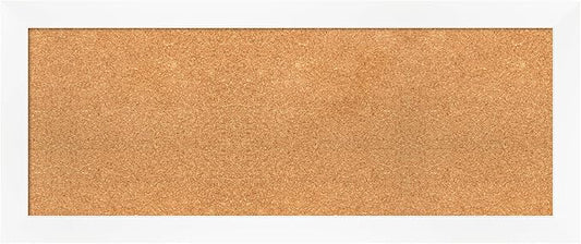 Amanti Art Natural Cork Board for Wall, 17x41 Vision Board with White Frame, Medium Corkboard Office Decor for Home Organization, Modern Corkboard Pinboard to Display Items for Home Organization in-DeskLoop Office