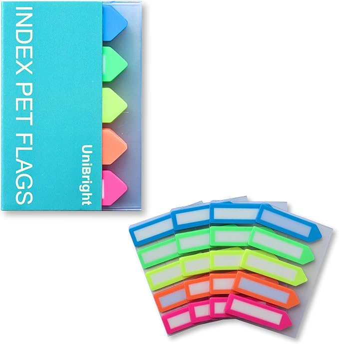 500 pcs Sticky Tabs for Books & Notebooks, Transparent Writable Page Markers by UniBright