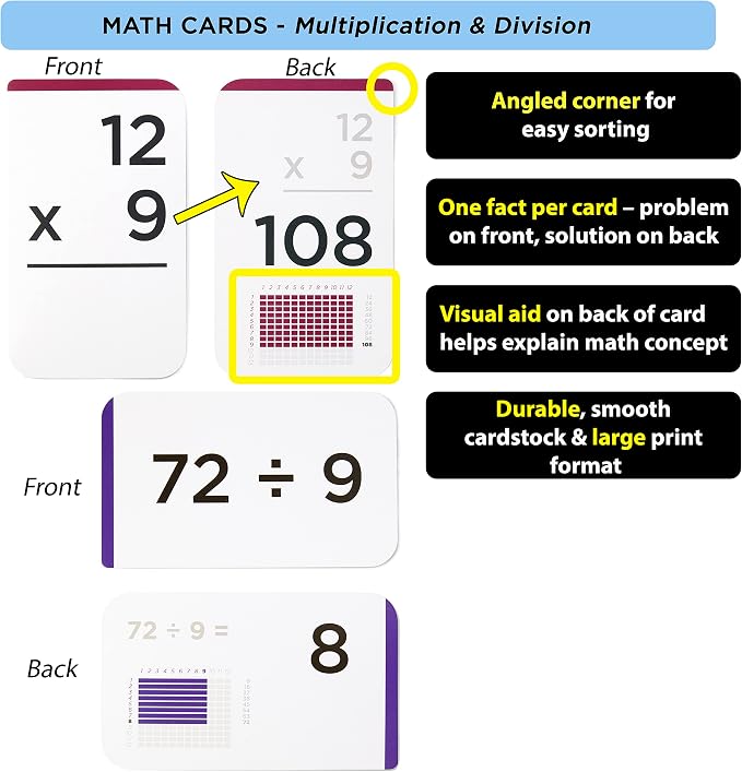 Award-Winning Math Flash Cards – 711 Multiplication & Division Facts – Jumbo - Image 5