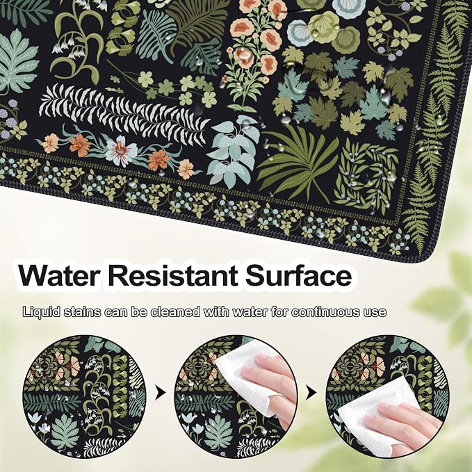 iCasso Floral Desk Pad Mat, Large Mouse Pad, Desk Matt - Image 5