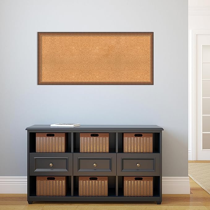 Amanti Art Natural Cork Board for Wall, 20x44 Vision Board with Bronze Frame, Oversize Corkboard Office Decor for Home Organization, Modern Corkboard Pinboard to Display Items for Home Organization-DeskLoop Office