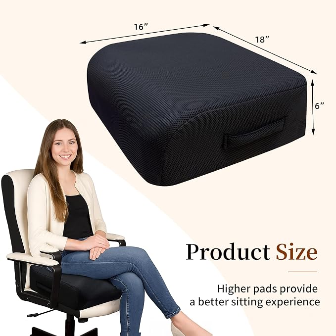 6" Extra Thick Memory Foam Office Chair Cushion – 2-Layer Booster Seat - Image 5