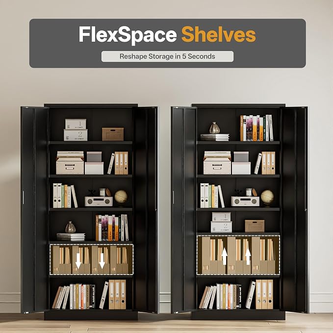 TaskStorz Metal Garage Storage Cabinets, 71” Tall Metal File Cabinet - Image 6