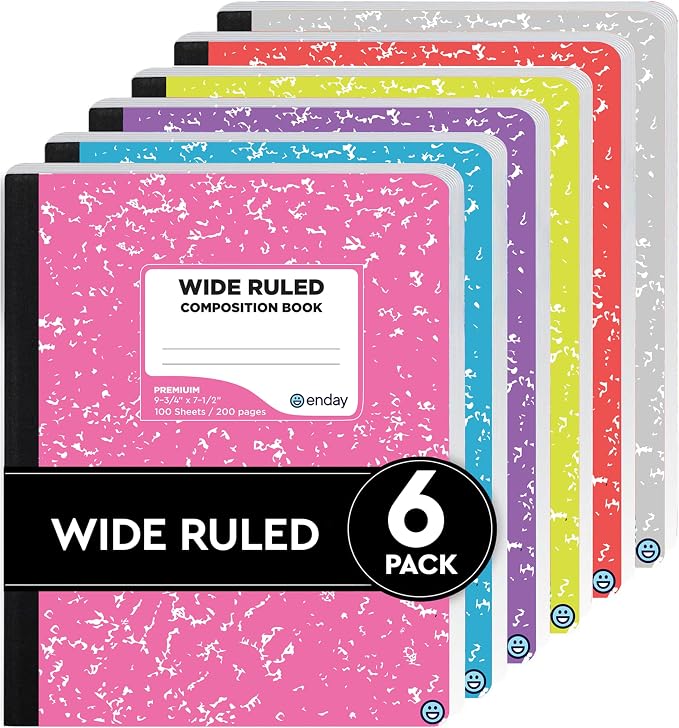 Enday Composition Notebooks Wide Ruled Paper, Colored Marble Composition by Enday