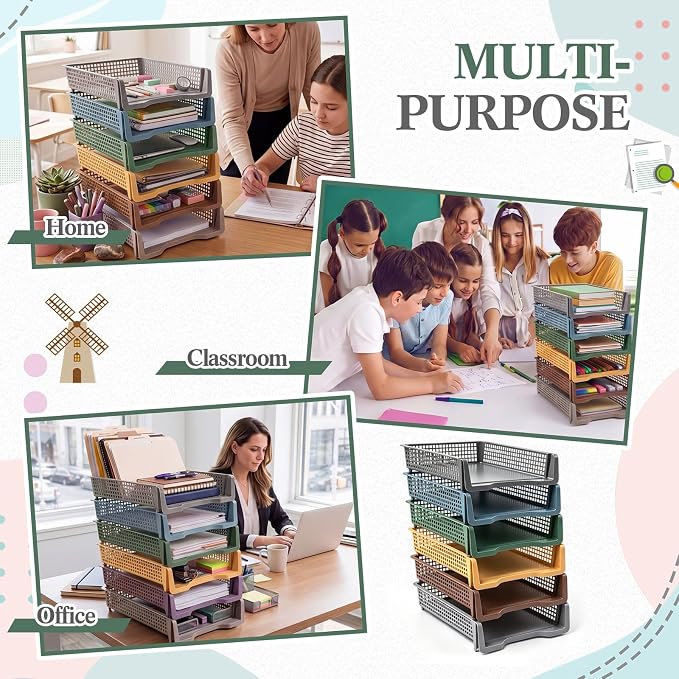 Geetery Set of 12 Turn in Trays Classroom Plastic Trays - Image 5