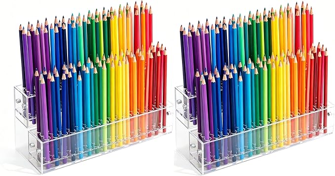 2PCS 96-Slots Pen Display Stand, 2-Tier Acrylic Pen Holder by Home