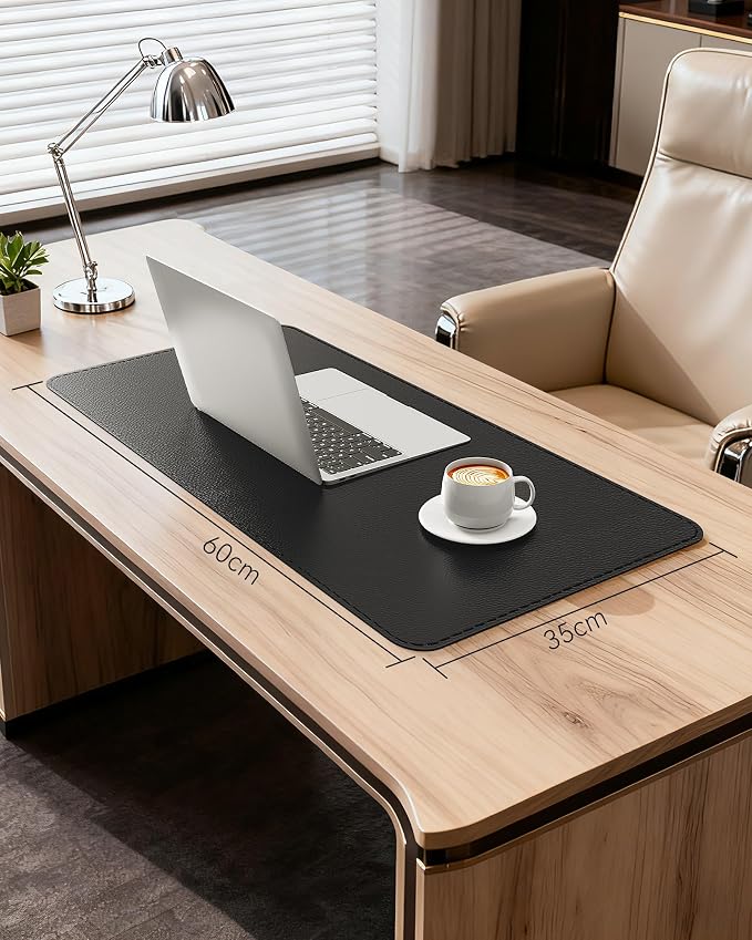 YSAGi Genuine Leather Desk Mat, 23.6"x13.8" Office Desk Pad, Thick Desk Pad Mat - Image 6