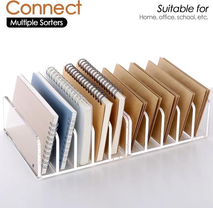 SANRUI Acrylic Desk Organizer, 5 Compartments Mail Organizer, Small File - Image 6