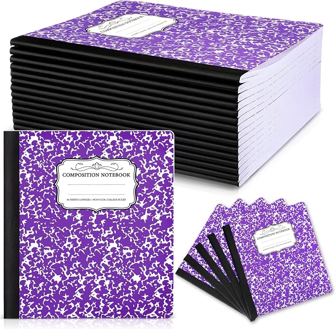 Seajan 20 Pack Composition Notebooks, Wide Ruled Paper, 7-1/2" x 9-3/4" Marble by Seajan