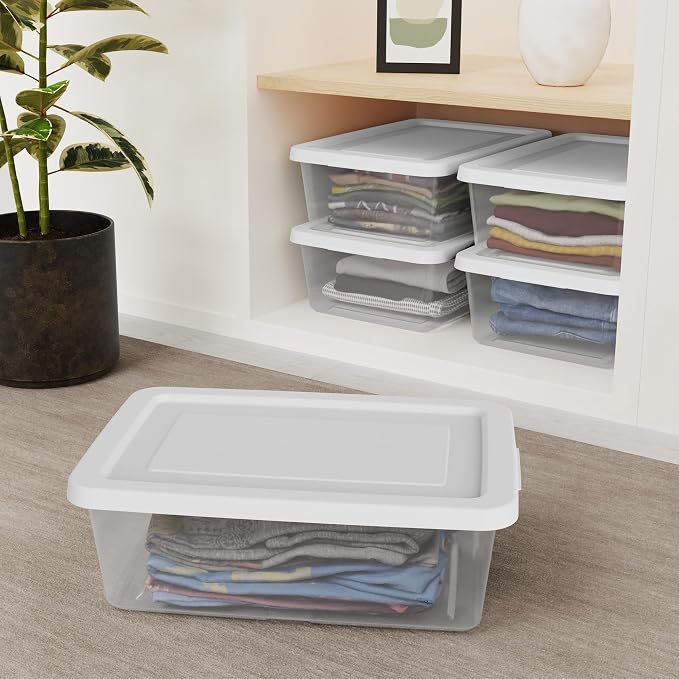 Sterilite 12-Pack Clear Storage Box, Stackable Container Bins - Image 4