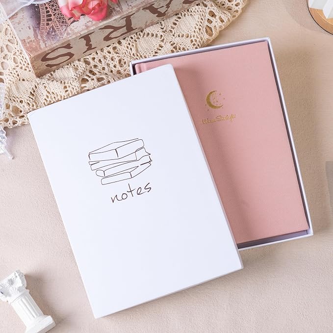 CAGIE Lined Journal Notebook for Women Girls, A5 Hardcover Linen Journals For Writing 256 Pages, Aesthetic Womens Diary, Gifts 8.3'' x 5.7'' Pink-DeskLoop Office