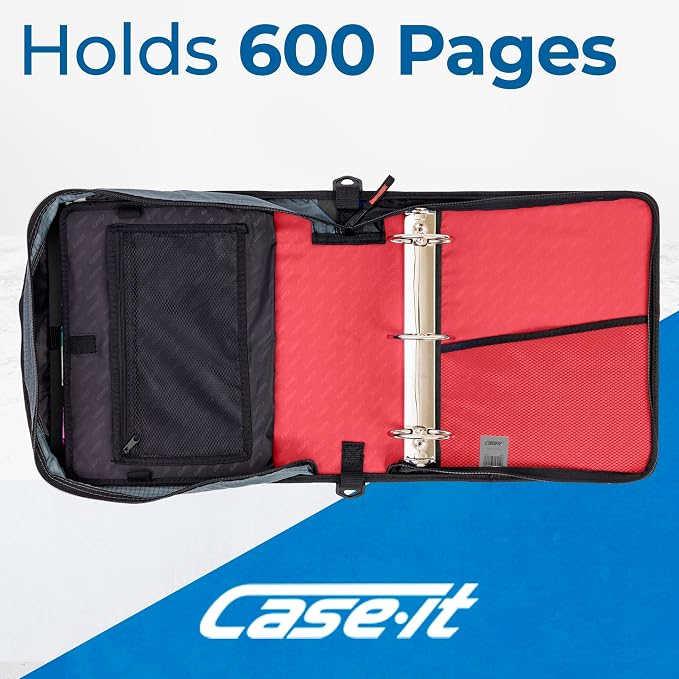 Case-it Mighty Zip Tab School Zipper Binder | 3-Inch O-Rings, 600-Sheet Capacity - Image 3