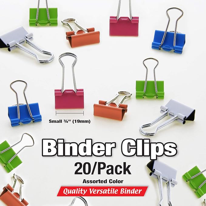 BAZIC Products Small Binder Clips, 3/4 in, 20 Ct, 24-Box | assorted color - Image 2