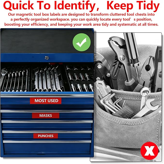 4"x 1" Universal Magnetic Tool Box Label, Strong Magnetic Labels - Image 4