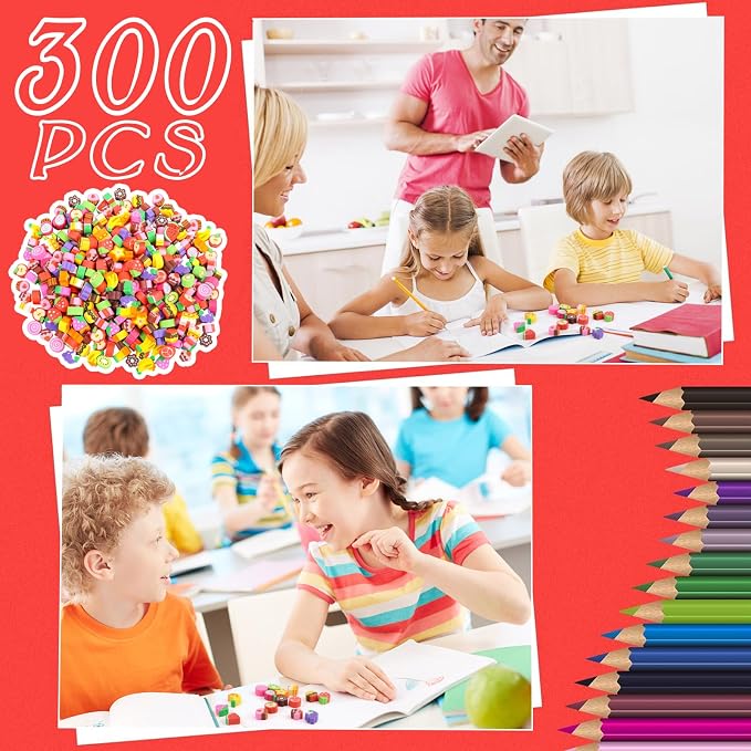 FOIMAS 300pcs Mini Cake Fruit Erasers - Image 4
